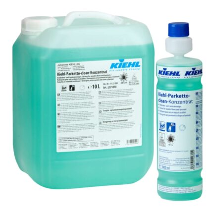 Καθαριστικό δαπέδου Kiehl Parketto-clean 1L για ξύλο, παρκέ και laminate, σε μπουκάλι 1 λίτρου, κατάλληλο για καθημερινή χρήση.