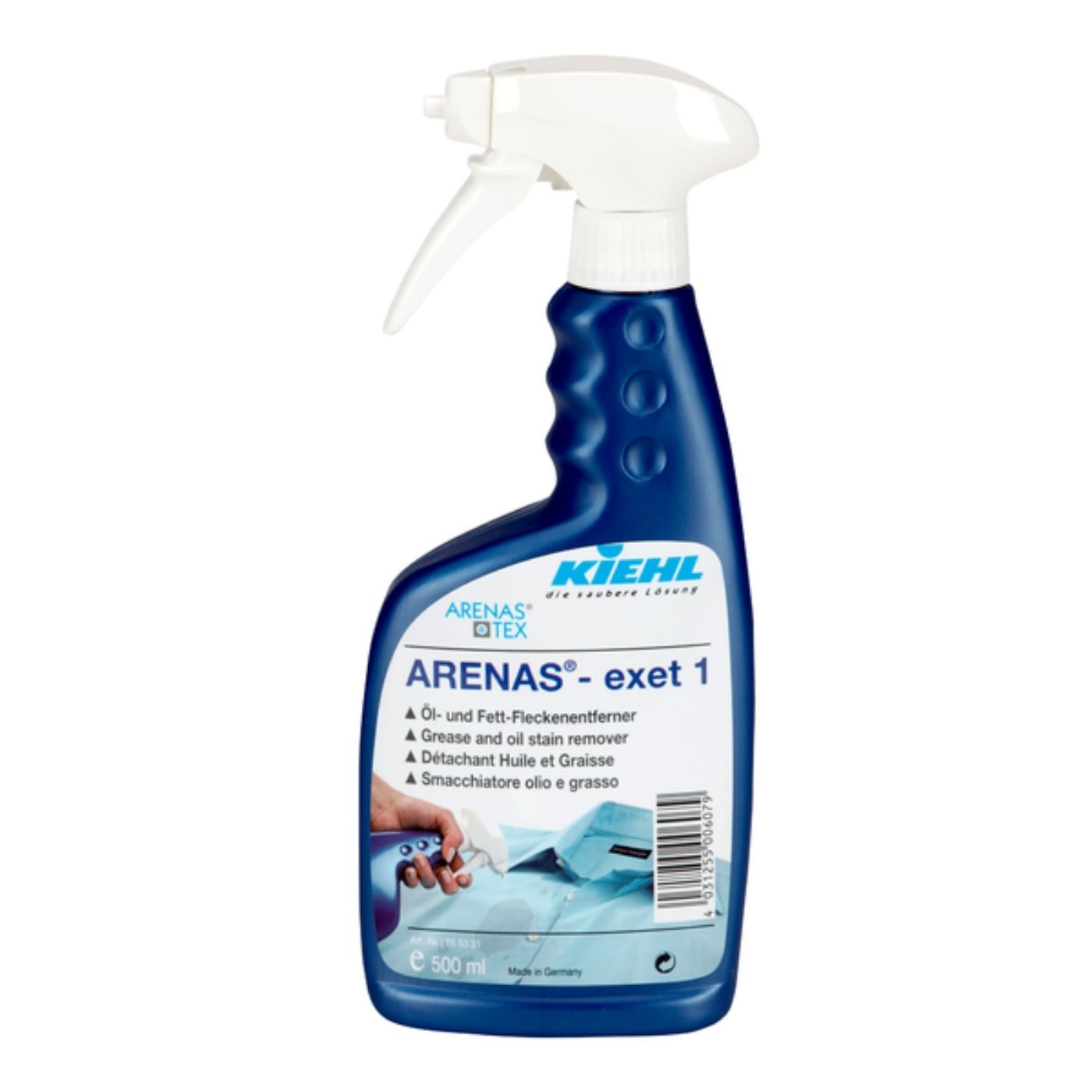 ARENAS-exet 1 500ml Σπρέι και δοχείο ARENAS-exet 1 της Kiehl, ισχυρό προϊόν απομάκρυνσης λεκέδων λαδιού και λίπους από ρούχα.